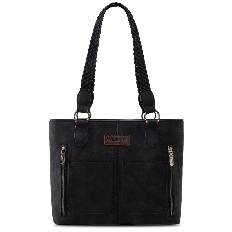 Wrangler Distressed Tote Bag Women Western Purse Multi Pocket Shoulder Bag Black9