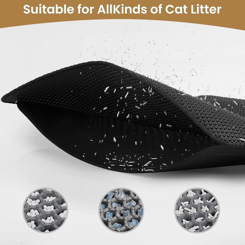 Cat Litter Mat 24X18 Inches, Honeycomb Double Layer Traps Litter & Waterproof Le1