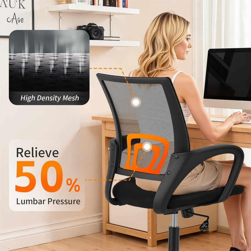 Ergonomic Home Office Chair, Adjustable Lumbar Support and Height, with Arms, Bl2