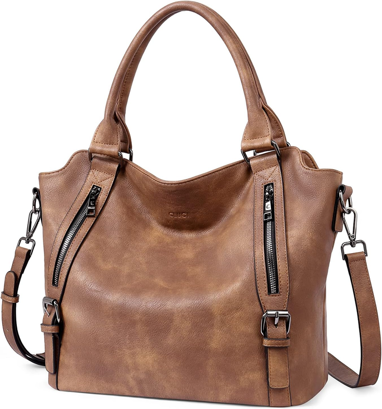 Large Women’s Hobo Bag Tote Purse w/ Multiple Pockets & Adjustable Strap Brown10