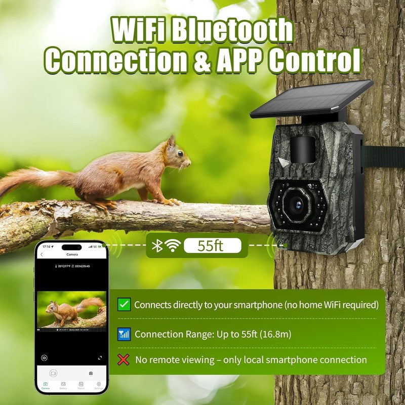 Solar Trail Camera WiFi Bluetooth 48MP 30FPS, 0.1S Trigger, IP66, 32GB Card2