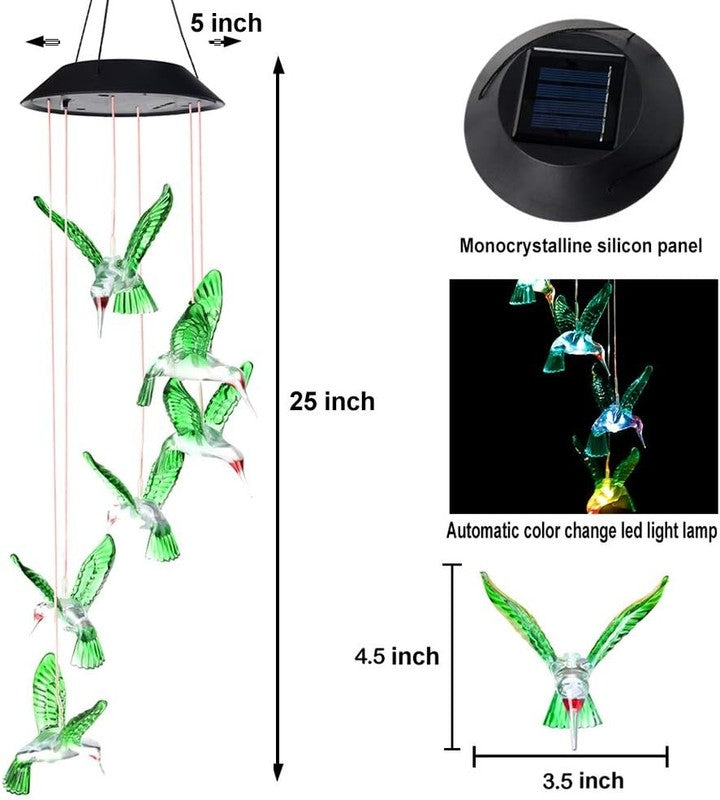 Wind Chime, Solar Hummingbird Wind Chimes Outdoor/Indoor,Birthday Gifts for Mom 5