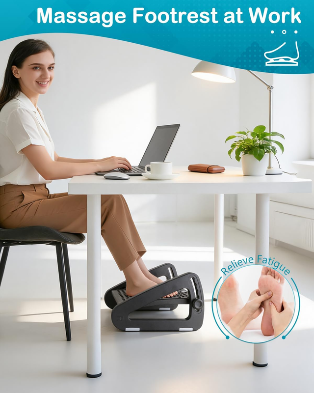 Under Desk Foot Rest Ergonomic Adjustable Stool Massager Office Support Chair3