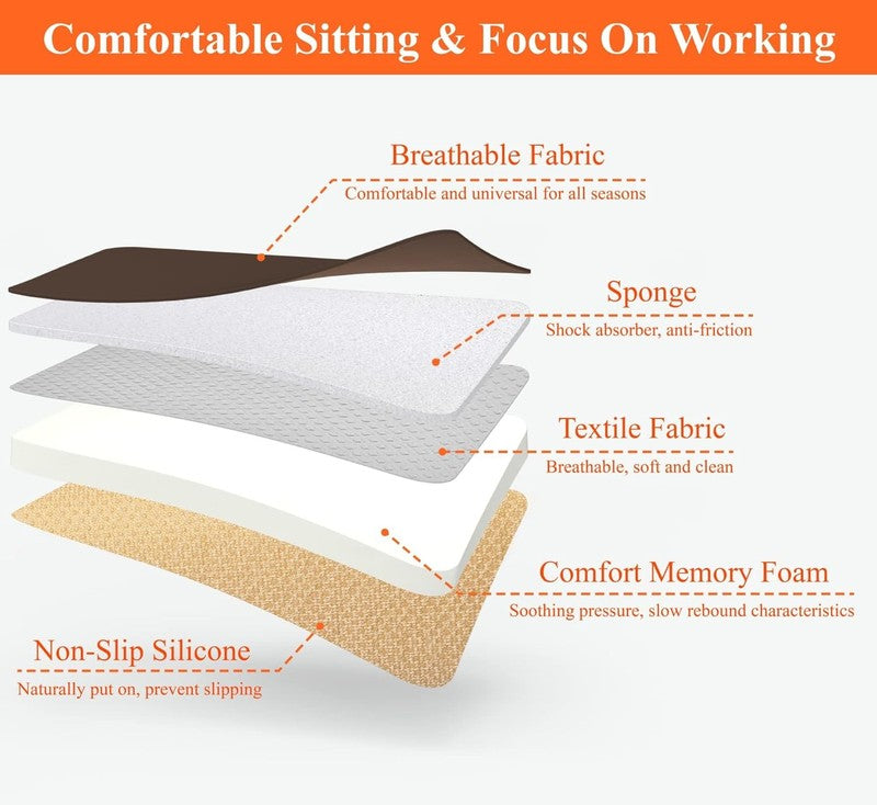 Car Seat Cushion 1.2" Memory Foam for Car & Office Chair – Brown7
