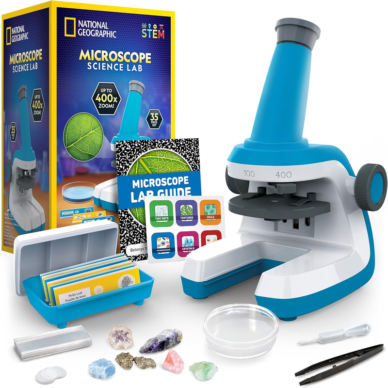 Kids Microscope Science Kit – 400X Zoom with Slides & Specimens, STEM Toy Set0