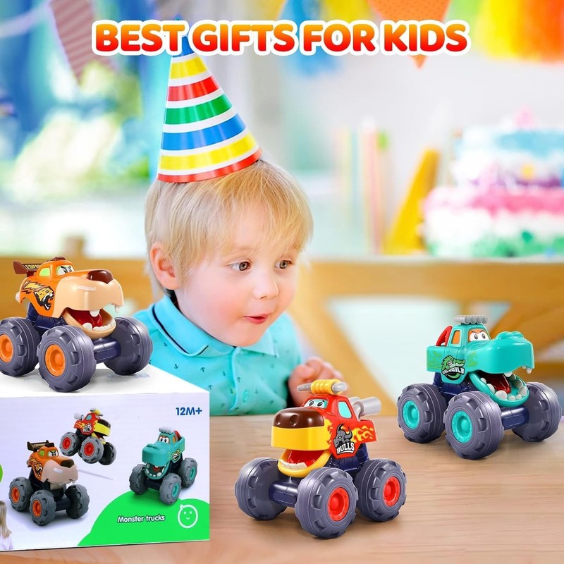Car Toys for 1 Year Old Boy Gifts, Pull Back Monster Truck Toy Cars for Toddlers4