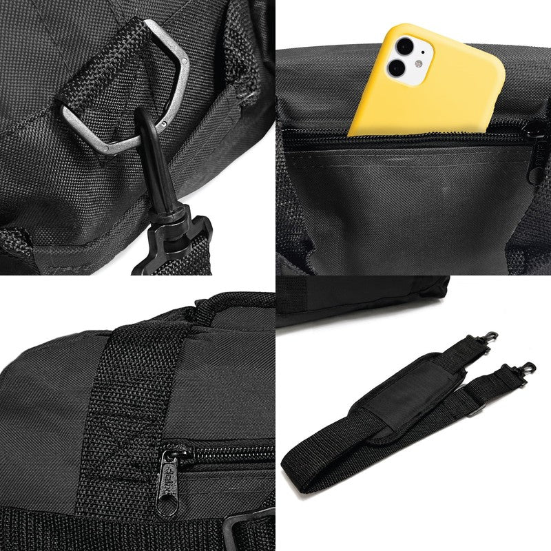 14" Small Duffel Bag Gym Duffle Two Tone in Black with Shoulder Strap1