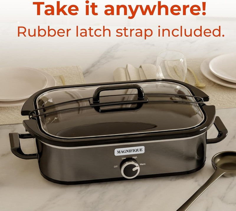 4QT Slow Cooker w/ Ceramic Nonstick Dish Temp Control Glass Lid4