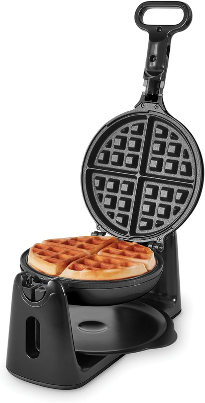 Flip Belgian Waffle Maker 1in Thick Rotating Nonstick Quick Heat Black9