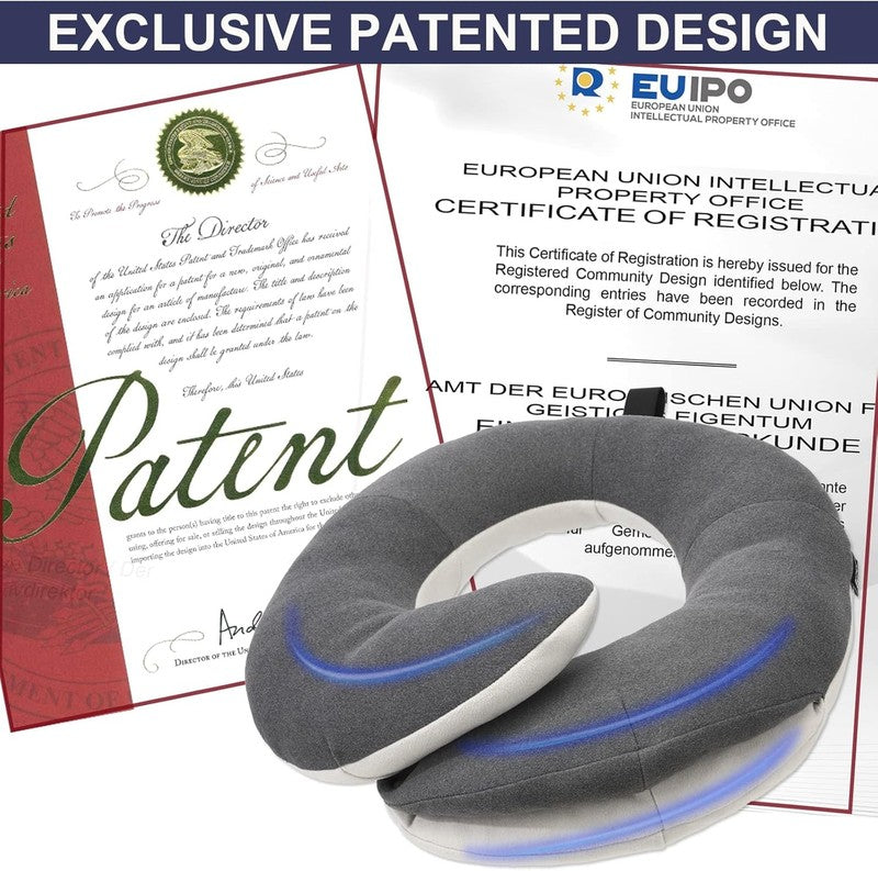 360° Travel Neck Pillow Kit w/ Eye Mask, Earplugs & Bag – Grey Adult4