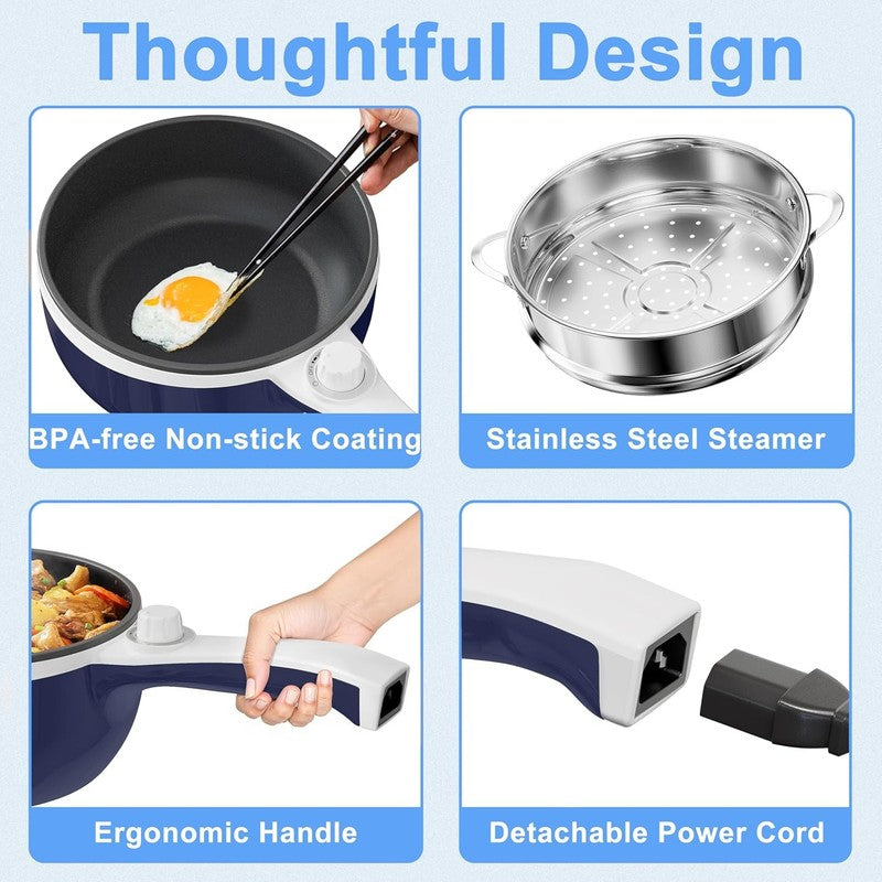 Electric Hot Pot 1.5L Steamer Non Stick Sauté Pan Noodle Cooker Power Control7