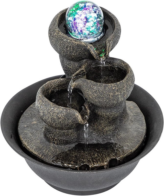 3-Step Tabletop Waterfall Fountain LED Modern Office Desktop Decor8