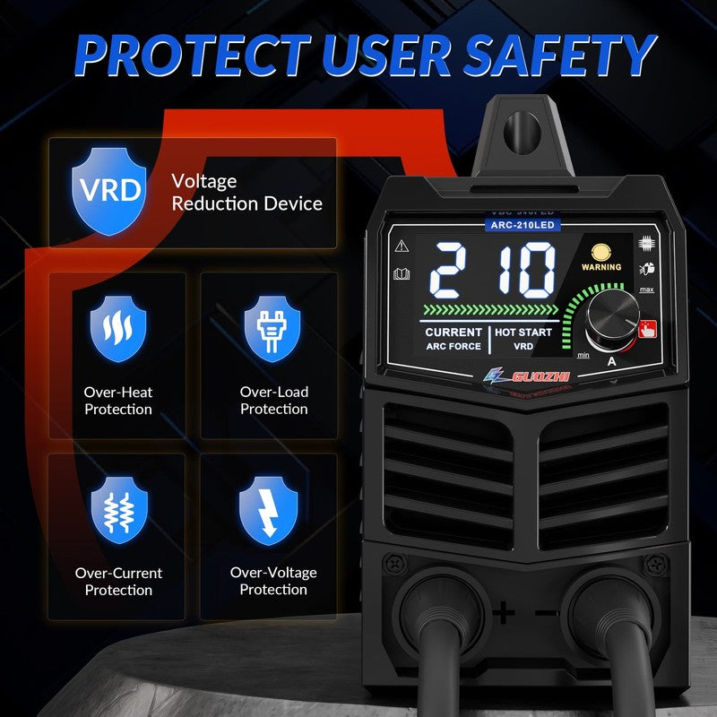 210A Stick Welder, Smart LED Welder Machine, 110V/220V High-Power ARC Welder Too4