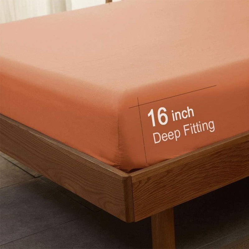 Luxury 1800 Thread Count Microfiber Bed Sheet Set   Coral Queen, 4 Pieces5
