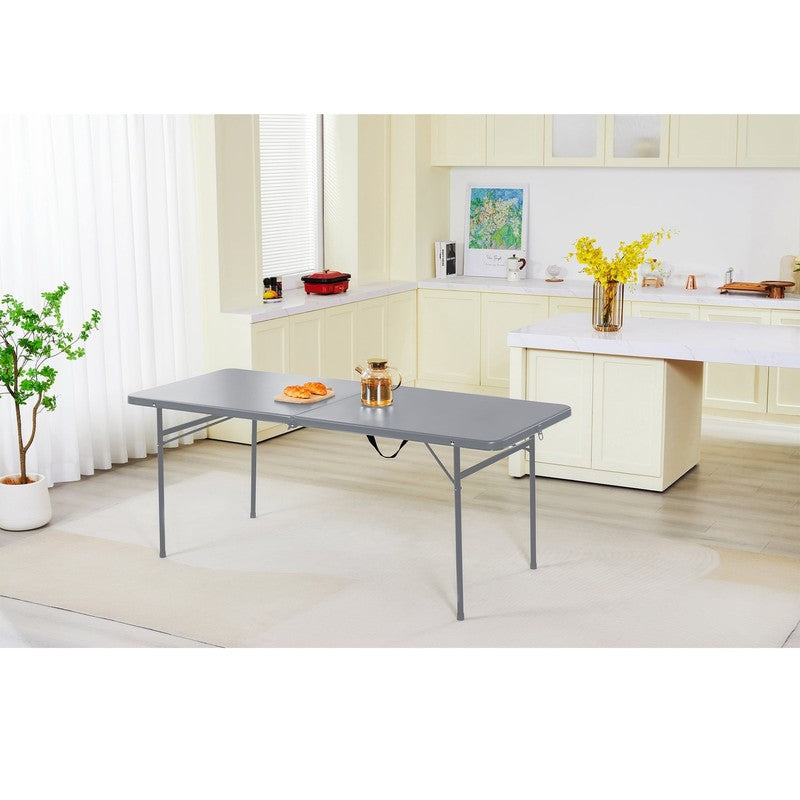 6 Foot Bi Fold Plastic Folding Table Gray5