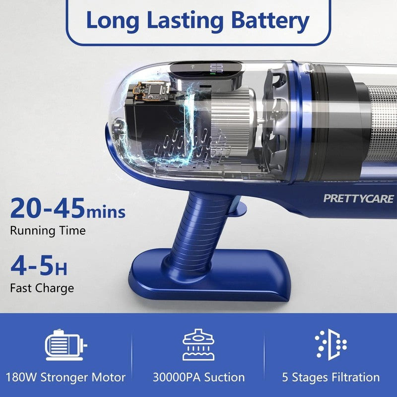 Cordless Vacuum Cleaner, 30Kpa/45Min/7 In 1 Stick Vacuum with Foldable Pole, P14