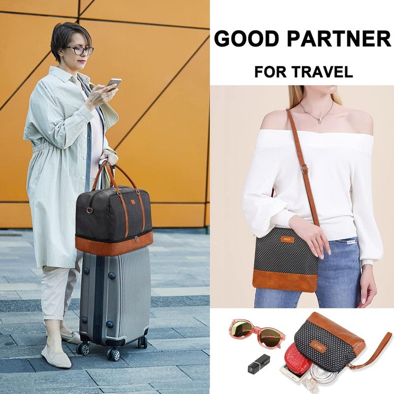 21in Weekender Duffle Bag Women 3Pc Set Carry On Travel Shoe Compartment2