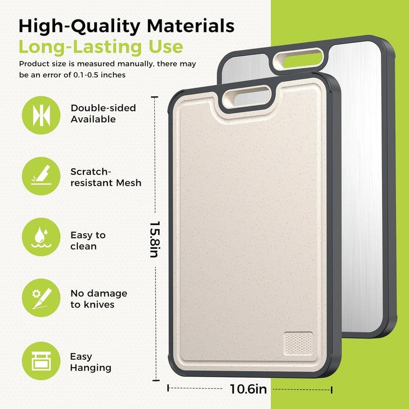 Titanium Cutting Board Double Sided Food Grade, Easy Clean Large 15x10.34