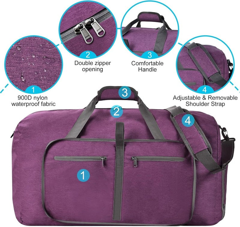 Duffle Bag Shoes Compartment Foldable Travel Waterproof Adjustable Strap Men3