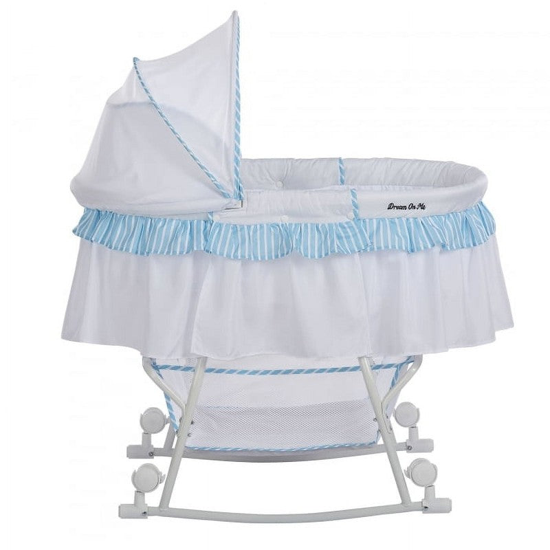 Lacy 2 in 1 Portable Baby Bassinet & Cradle Blue White Lightweight Design2