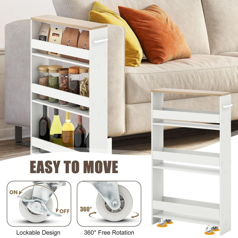4 Tier Slim Rolling Storage Cart w/ Handle, Space Saving for Kitchen & Laundry5