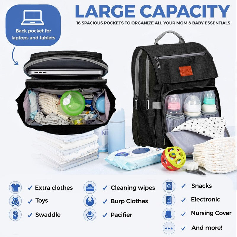 Baby Diaper Bag Backpack Large Waterproof Travel Bag w/ Changing Pad Unisex (77)2