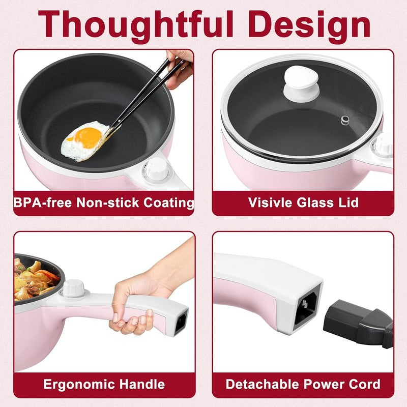 Electric Hot Pot 1.5L Mini Non Stick Sauté Pan Portable Adjustable Power6