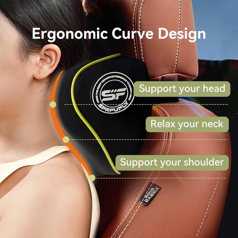 Chic Memory Foam Car Neck Pillow 2 Pack w/ Adjustable Strap3