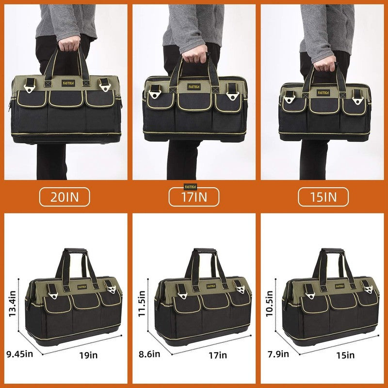 15" Wide Mouth Tool Bag Waterproof Molded Base Adjustable Shoulder Strap6