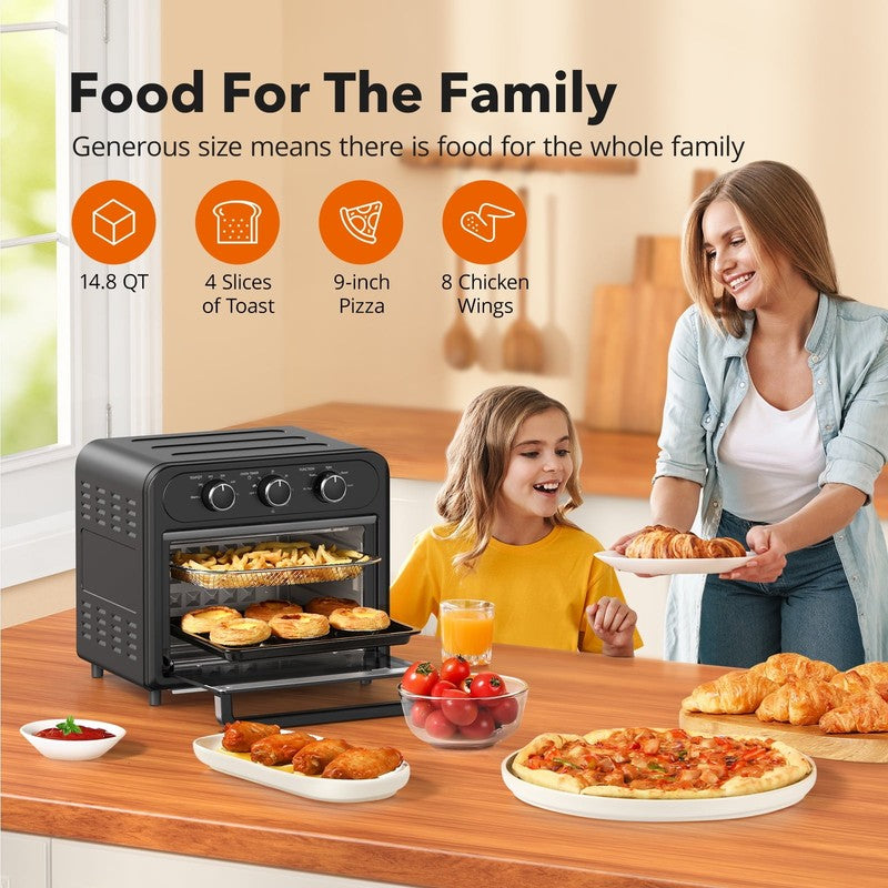 1700W Air Fryer 14.8QT 5 in 1 Toaster Oven Oil Less Stainless Black7