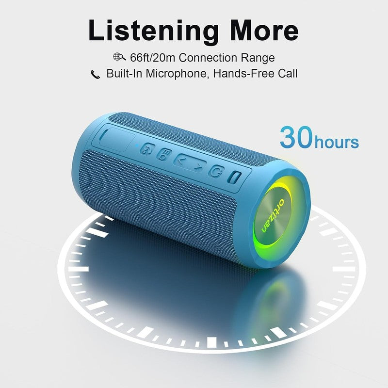 24W Bluetooth Speaker, IPX7 Waterproof, 30H Playtime, 360° Light, Stereo, Blue3
