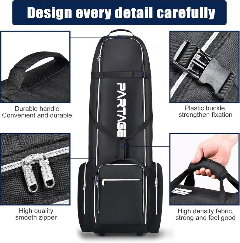 Golf Travel Bag with Wheels,Golf Travel Case for Airlines  Black1
