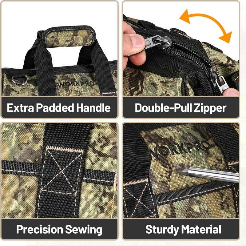 16" Wide Mouth Tool Bag for Men Waterproof Oxford Fabric Sturdy Bottom7