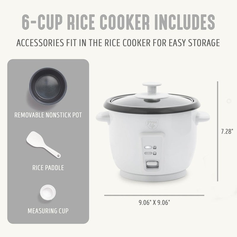 Rice Cooker 3-Cup PFAS-Free Ceramic Removable Pot White Multicooker1