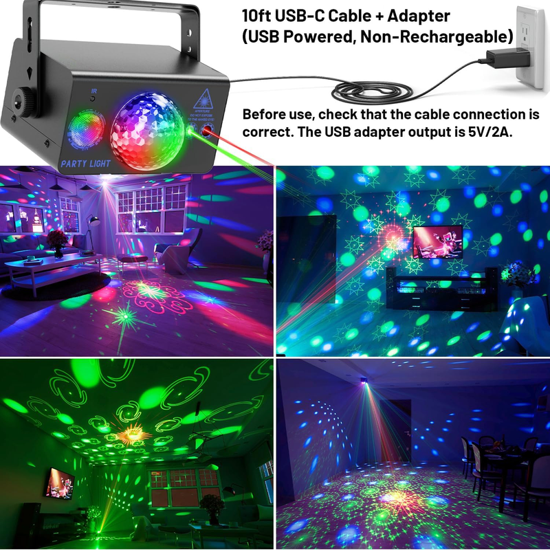 OIEZISRO Party Lights Dj Disco Ball Light, LED Stage Strobe Lights Sound Activat1