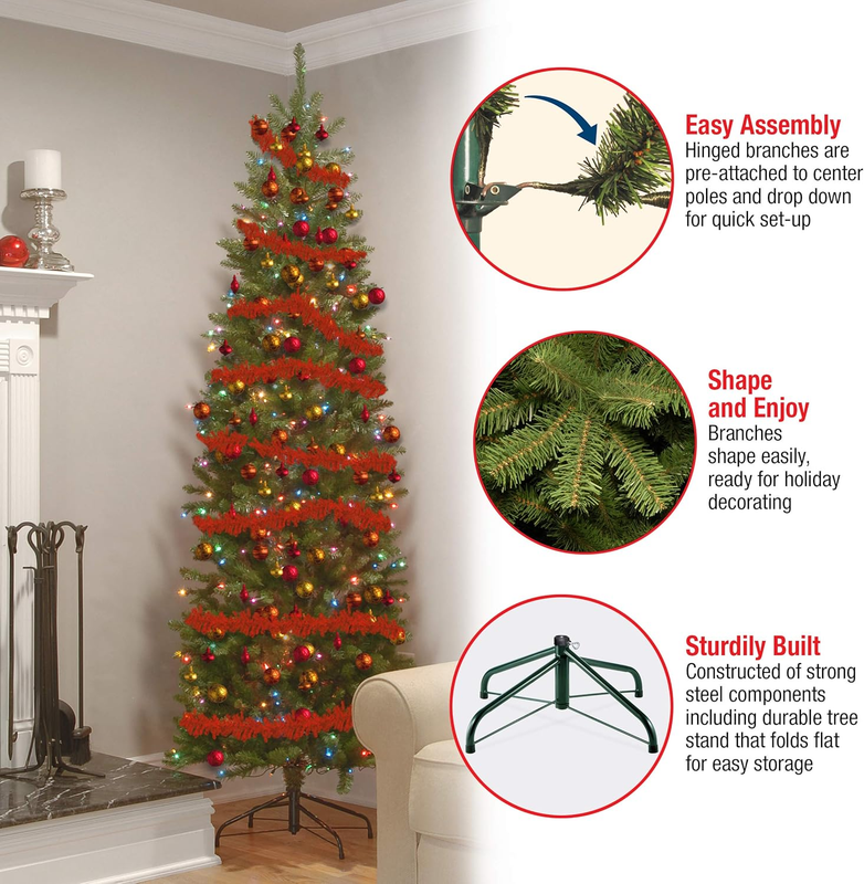 6.5ft Pre Lit Kingswood Fir Slim Artificial Christmas Tree 250 Multicolor Lights5