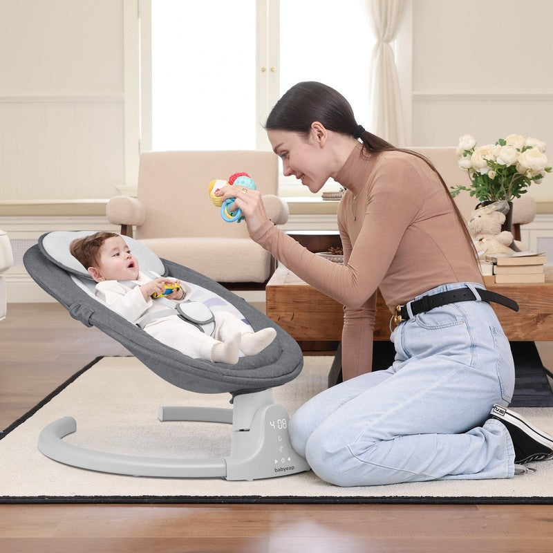 Baby Swing for Infants Motorized Swing w/ Music Speaker Remote Control Gray1