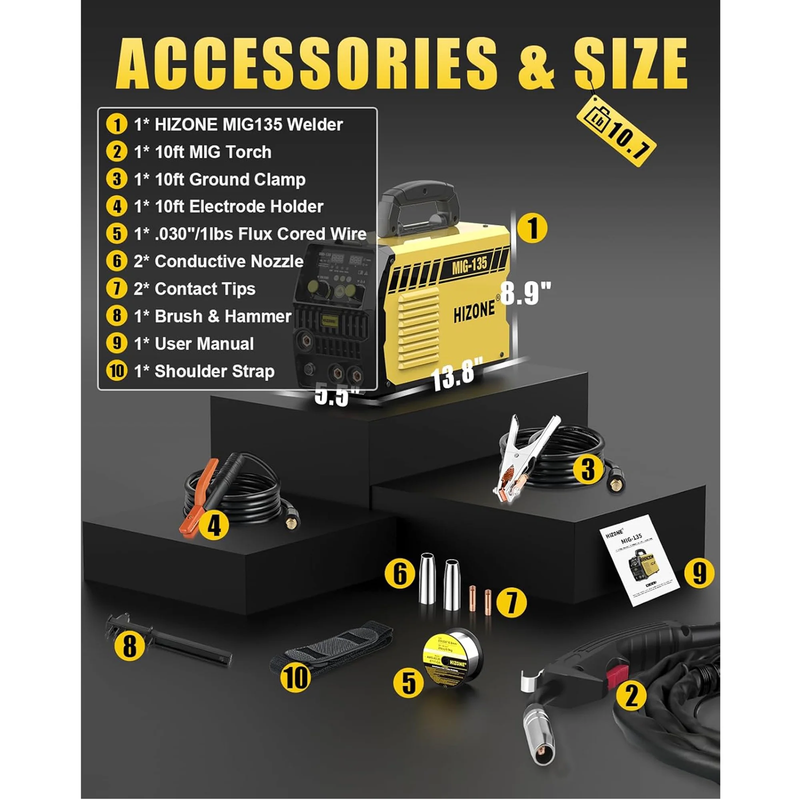 3 in 1 MIG Welder 110V Flux Core Mig/Lift Tig/Stick Gasless Welding Machine with2
