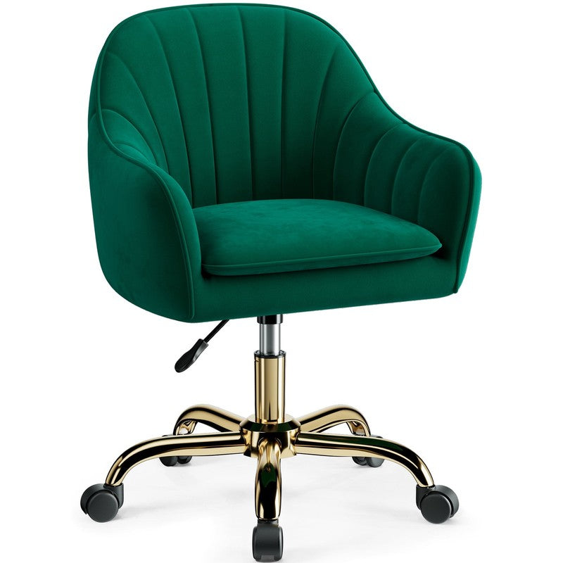 Office Desk Chair with Padded, Velvet Vanity Chair with Back and Wheels, Comfy H7