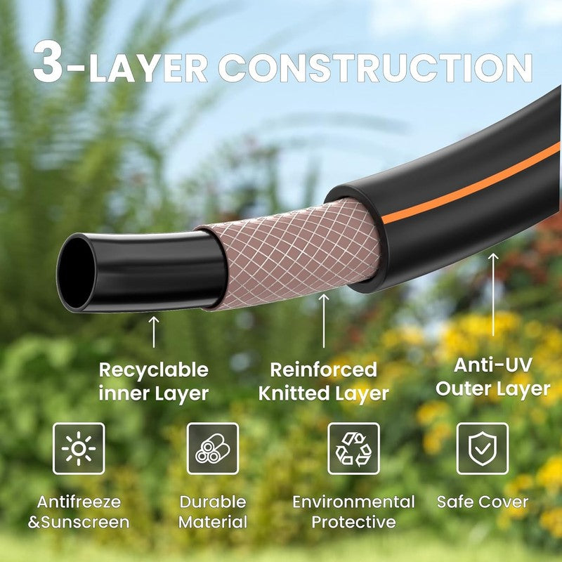 Garden Hose 50Ft X 5/8", Water Hose Heavy Duty, Flexible, Lightweight Hybrid Hos3