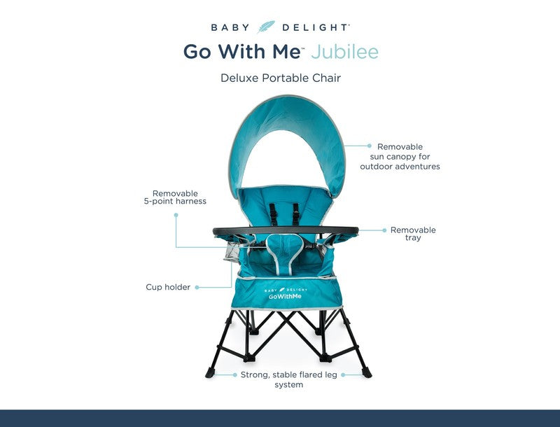 Go with Me Jubilee Deluxe Portable Infant Chair, Removable Canopy, Teal3