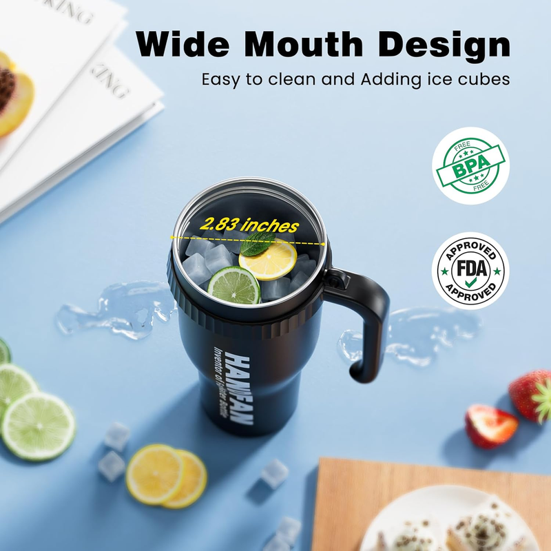 40oz Stainless Steel Tumbler with Handle & USB Fan 5000mAh Insulated Leak  Cup5
