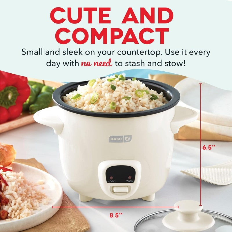 Mini Rice Cooker 2 Cup Steamer Nonstick Pot Keep Warm Function Cream1