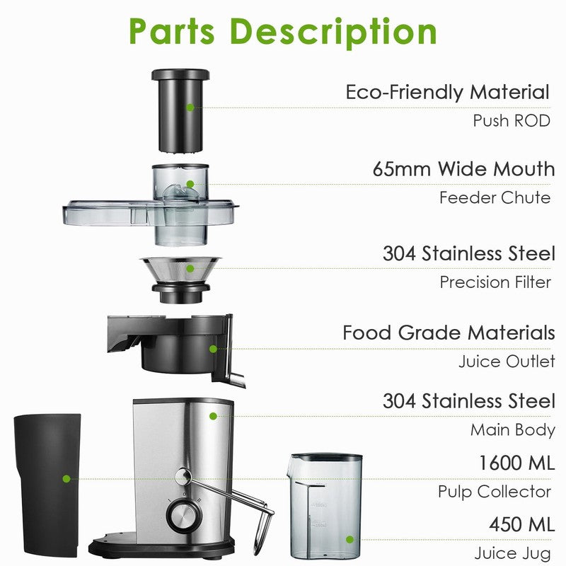 400 W 25 Oz 2 Speed Masticating Juicer, Silver5