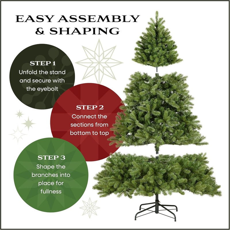 Pre-Lit Kingswood Fir Slim Christmas Tree 6.5Ft  250 Clear Lights Green4