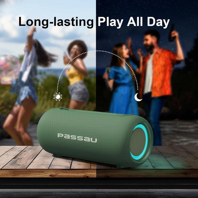40W Bluetooth Speaker, Deep Bass, IPX5, RGB Lights, All-Day Playtime, Green5
