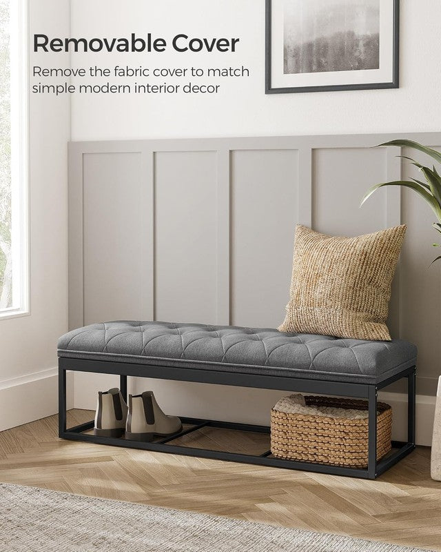 Storage Ottoman Bench Foot Rest Chest 43.3'' Bedroom Living Room Dark Gray7