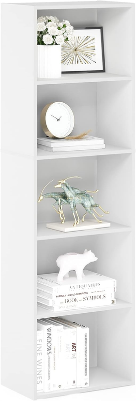 Modern 5-Tier White Bookcase for Stylish Storage and Display8