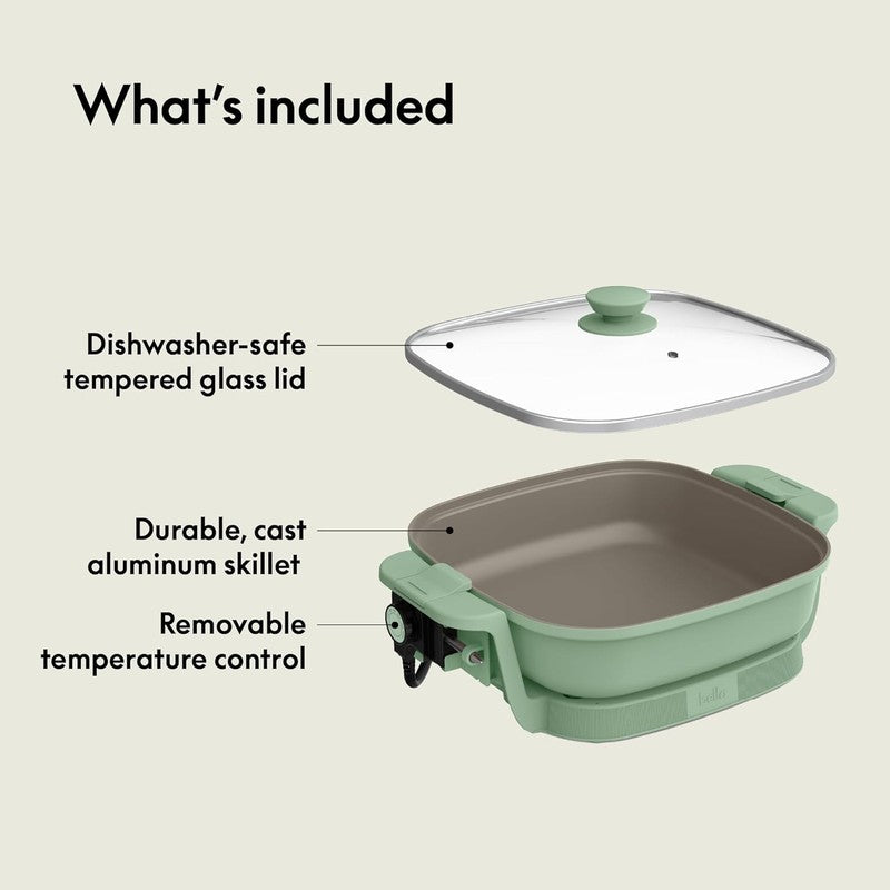 1200W Electric Skillet w/ Ceramic Coating Glass Lid Adjustable Temp5