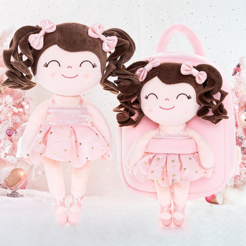 13" Plush Ballerina Doll for Baby Girls – Soft Toy with Gift Box, Pink11
